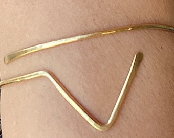 Upper Arm Jewelry - Gold Arm Band Armlet - Geometric Open Triangle Upper Arm Bracelet - Available in Brass - Copper - Bronze - German Silver