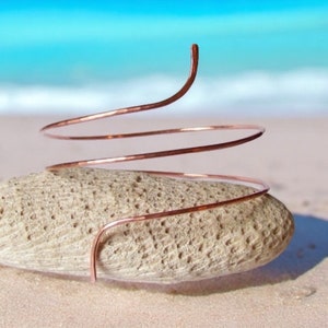 Copper Armlet - Hammered Wrap Around Arm Band With Flattened Curved Ends - Copper Upper Arm Bracelet Armband - Upper Arm Jewelry