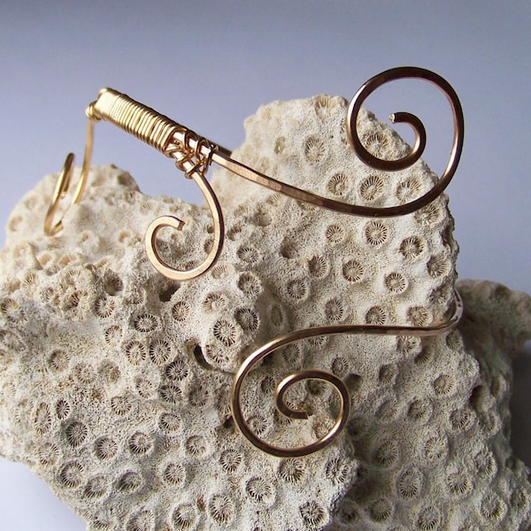 Hammered Swirls-armband bovenarmarmband Torc - goudmessing - brons - koper - roestvrij staal
