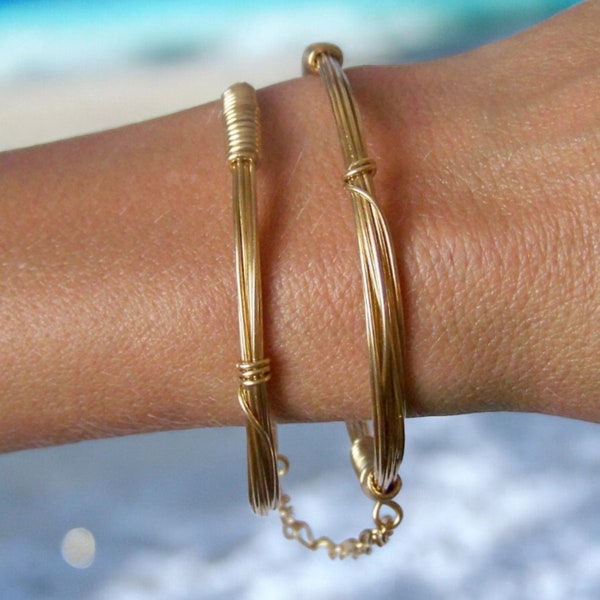 Brass Bangles - Brass Handcuff Bracelets - Stackable Bangles - Brass Bound Handcuff Bangles - DECO - Wire Wrapped Bangles