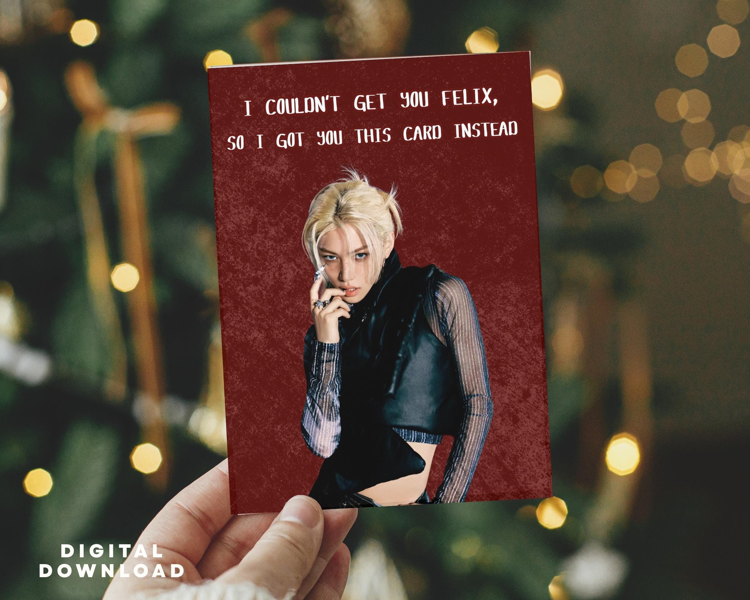 Stray Kids Felix Card: Kpop Christmas, SKZ Printable Gift for Stay