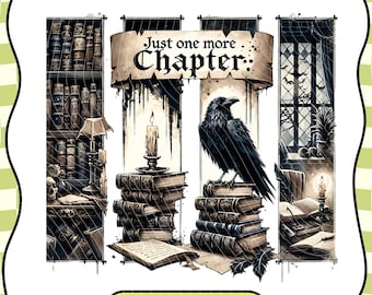 Halloween Dark Academia PNG: Raven, Candle & Book (Digital Download)
