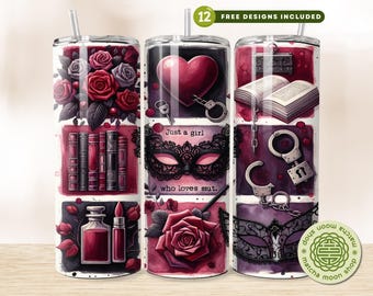 Witchy Gothic Romance Tumbler Wrap, Dark Academia Book Design (Digital Download)