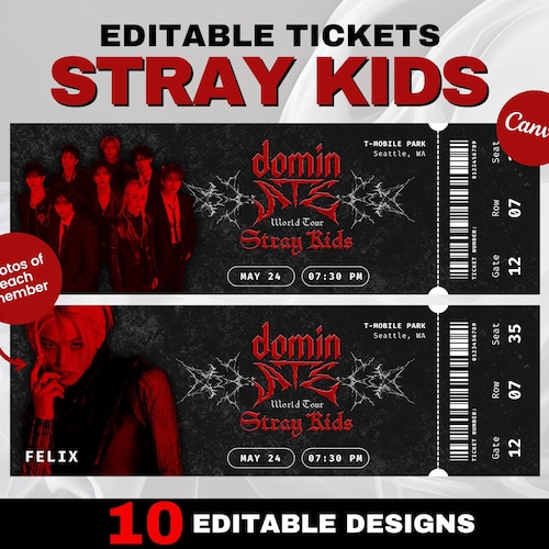 Personalized Stray Kids Concert Ticket: Kpop Canva Template
