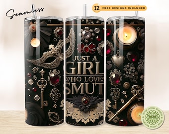 Gothic Smut Reader Tumbler Wrap: Dark Romance Design (Digital Download)