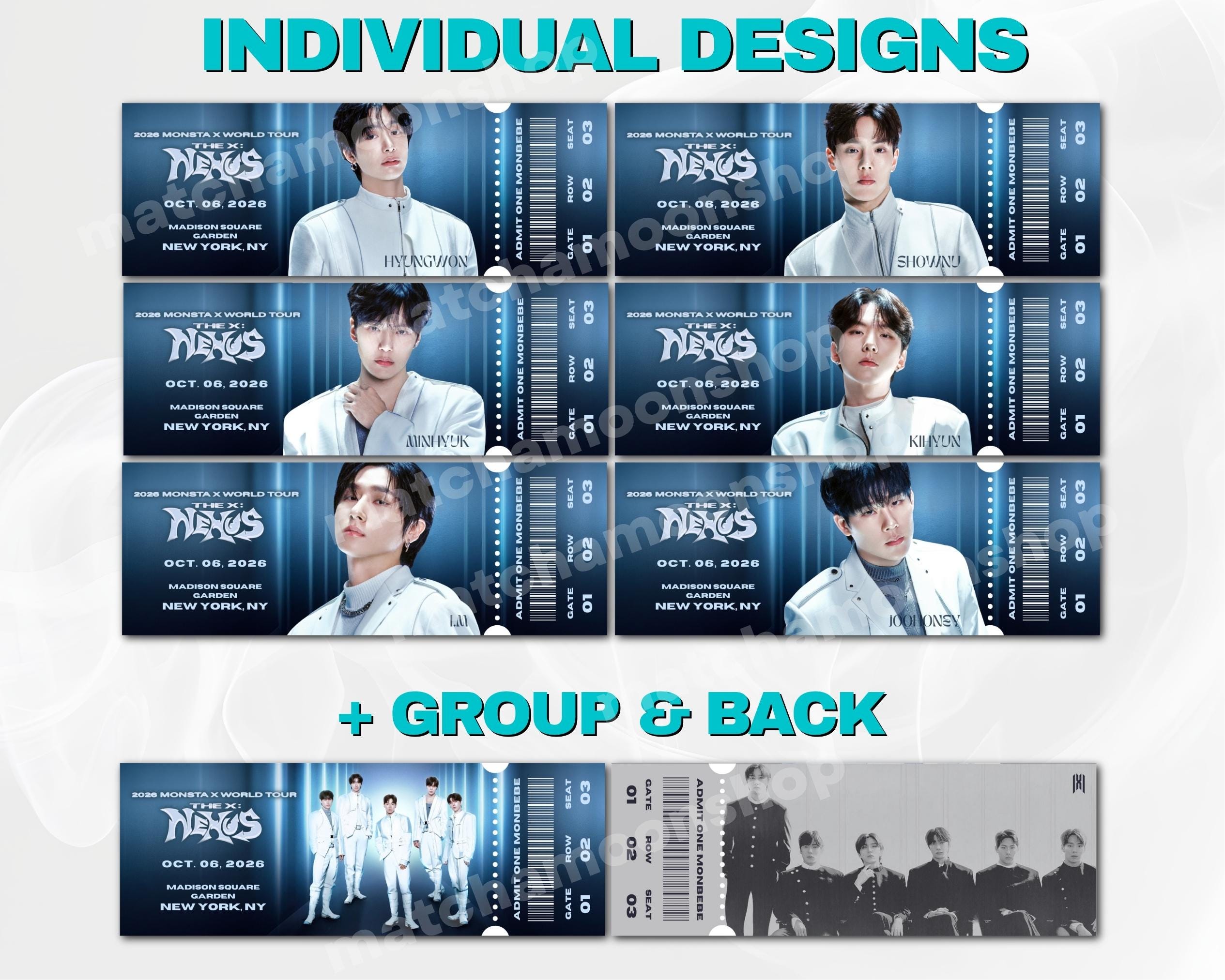 Monsta X Concert Ticket Template, the X Nexus Tour, Custom Monbebe