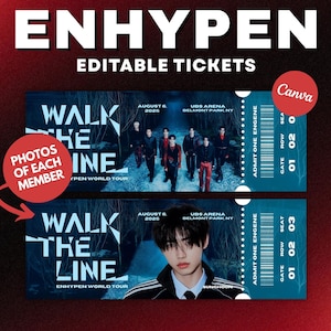 Jake Heeseung Ni-ki Sunoo Jay Jungwon Sunghoon Konzertkarten-Vorlage Walk The Line Tour Merch Engene Enhypen Freebie Printable Kpop Merch