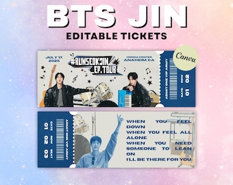 BTS Runseokjin EP Tour Personalized Ticket, Bts Jin, Jin US Tour