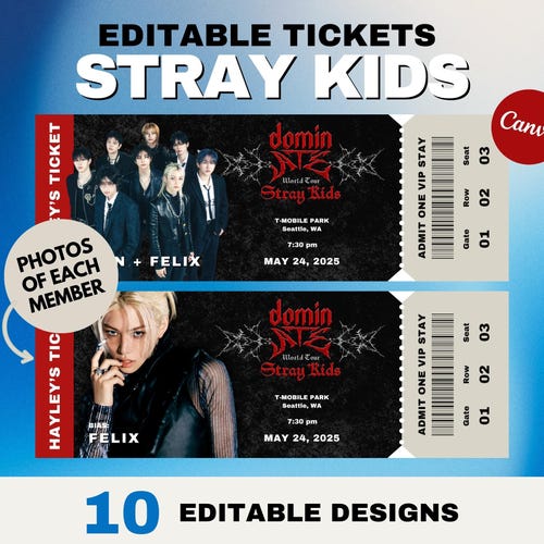 Personalized Stray Kids Concert Ticket: Kpop Canva Template