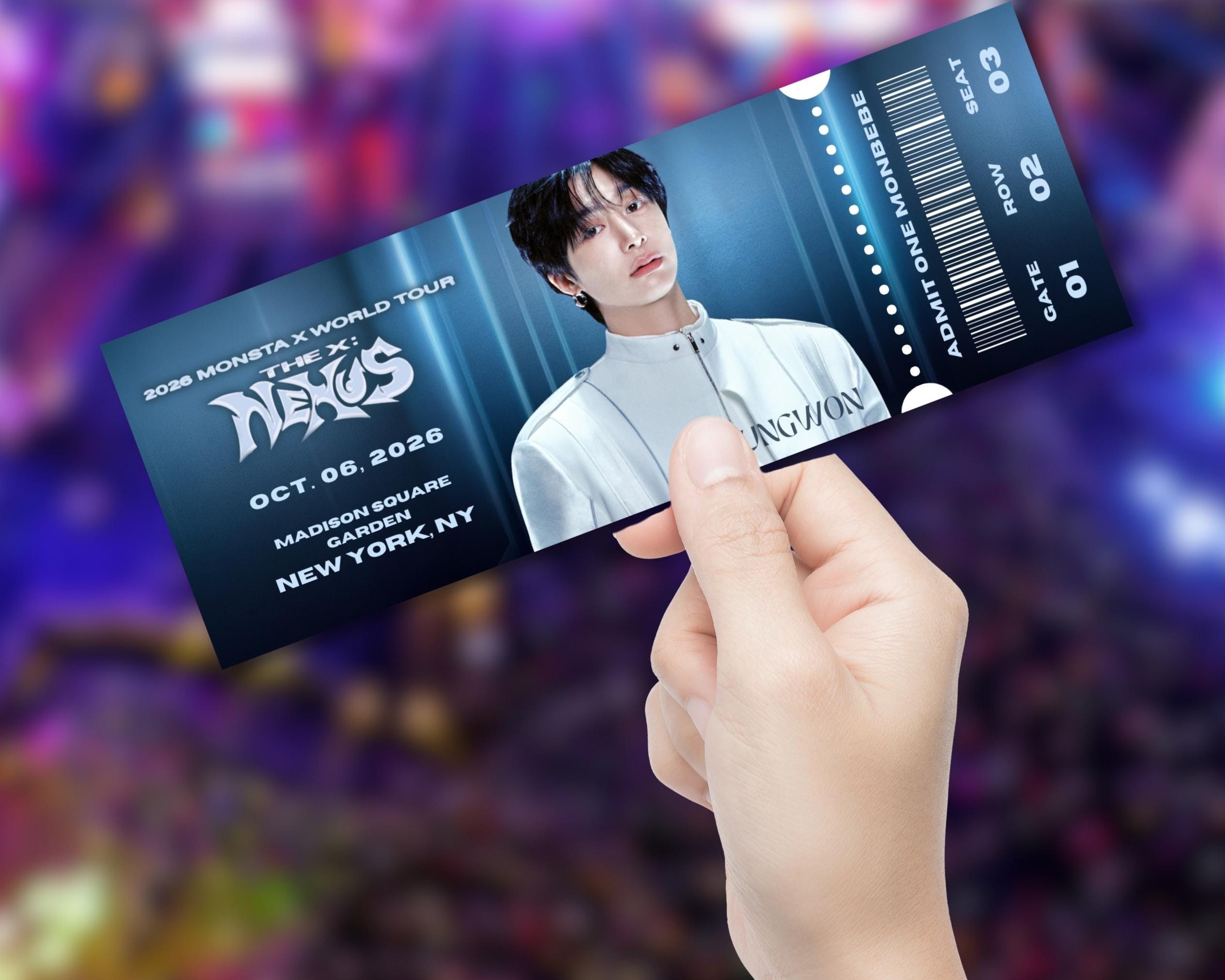 MONSTA X ハイタッチ券 Monsta X Concert Ticket Template, the X Nexus Tour, Custom Monbebe