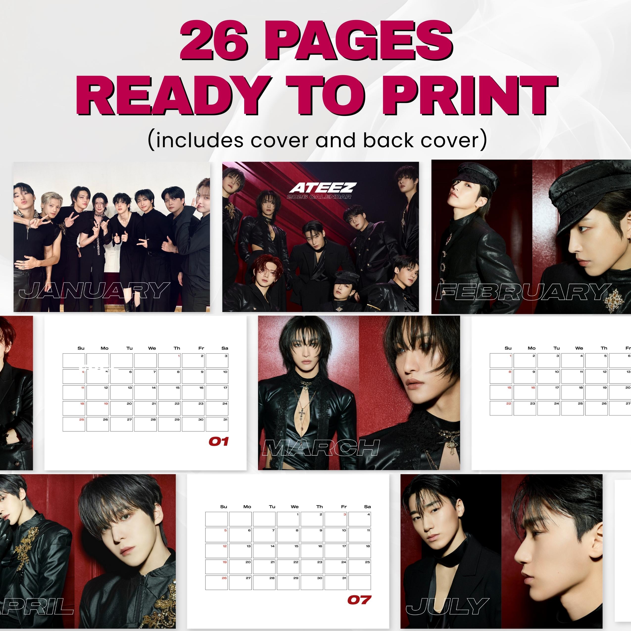 ATEEZ 2026 Printable Calendar: Kpop Atiny Gift (A4, US Letter