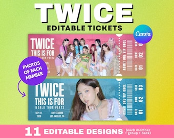 Twice This Is For World Tour Concert Ticket Template | Editable Canva Template