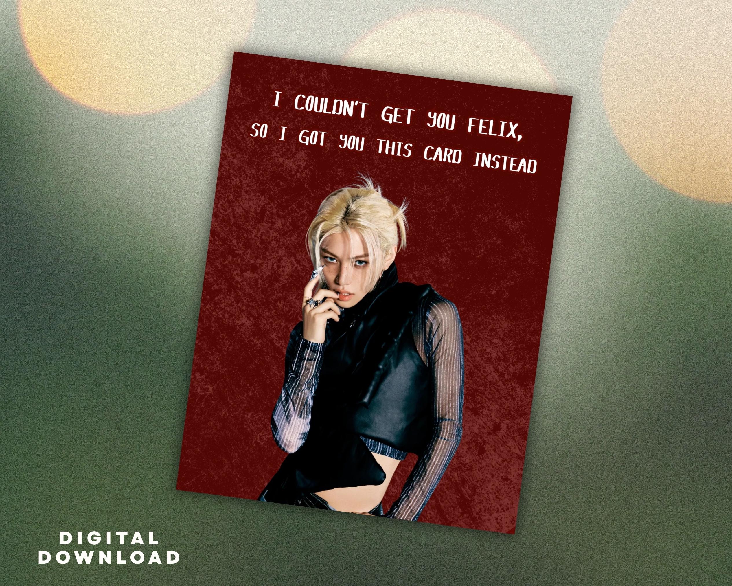Stray Kids Felix Card: Kpop Christmas, SKZ Printable Gift for Stay