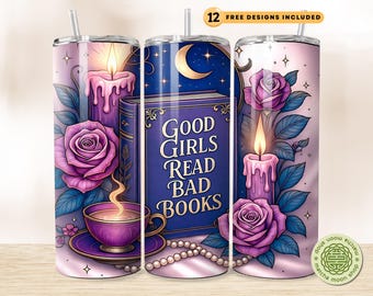 Spicy Book Club Tumbler Wrap: 20oz Seamless Bookish Romance PNG (Digital Download)