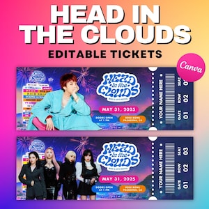 Kopf in den Wolken Festival Ticket Vorlage, Gdragon 2NE1 DPR Ian Dean Kpop Merch HitC Los Angeles Custom Ticket Stub Kpop Printable PNG