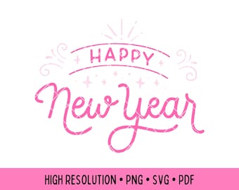 Happy New Year Svg Png, New Years Eve Svg Png, New Year's Party Invite, Coquette Svg, New Year Crew, 2025 Cricut, Silhouette Files