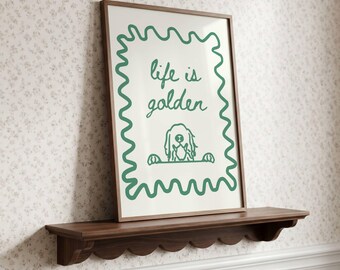 Lámina artística de Golden Retriever: Arte minimalista de perros para pared (Descarga digital)