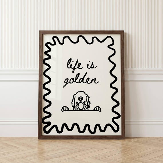 Life Is Golden Wall Art Nursery Golden Retriever Print Dog Playroom Decor