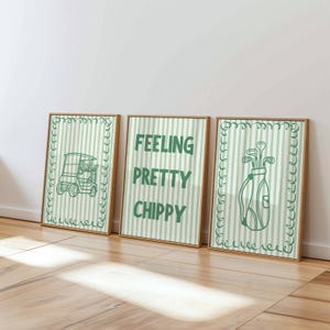 3er Set Golf Club Retro Preppy Golf Vintage Golfen Wand Dekor Grün Athletisch Golf Poster Sportlich Chic Dekor Moderne Golf Kunst Lustige Golf Kunst