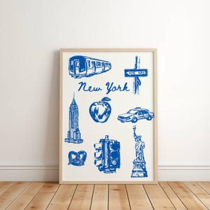 New York City Wall Art NYC Print Poster NY Blue Print Apartment Art Dorm Room Decor Minimalist Printable Trendy Art Dark Blue Vintage Decor