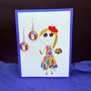 Mondrian glass cabachon earrings