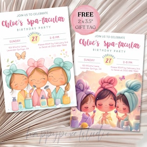 Editable Spa Birthday Party Invitation Canva Template, Spa Day Party, Girl Spa Digital Invitation, Tween Pamper Time Party Invite Template