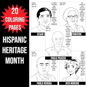 Hispanic Heritage Month Coloring Pages, Posters, Bulletin board, Coloring sheets