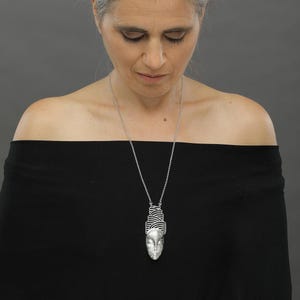 24 inches Sterling Silver Dreamer Pendant, African Face Necklace, Ethnic Statement Jewelry, Fashion Necklace, Unique Gift Ideas