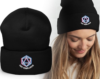 Dnd Dungeon Master geborduurde beanie - holografische dobbelstenen - Dnd Dungeon Master, vakantiecadeau, accessoires Dungeon and Dragon
