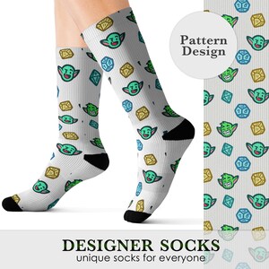 DND Cute Goblin D20 Socks, Dungeon Master Merch, Geek Nerdy Gifts Socks, Fantasy Gift, Dnd Pride, Dnd Merch, Retro Socks, RPG Nostalgia