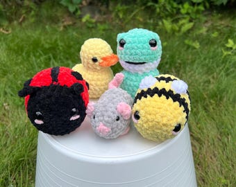 Handmade Crochet Plushie | Ladybug, Bee, Mouse, Duck, Frog | Cute Animal Stuffed Toy | Classroom Collection
