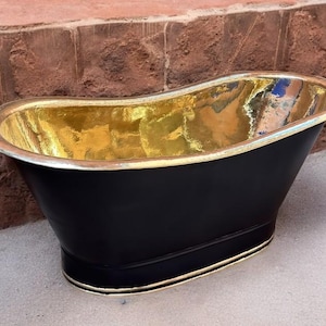 Black Exterior Brass Freestanding Bathtub: Outdoor Soaking Tub