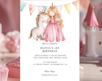 Girls Birthday Party Invitation Customizable Template | Second Birthday | Kids Birthday Invitations | Instant Download & Print at Home