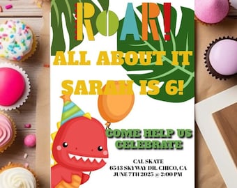 Kids Birthday Party Dinosaur Invitation Customizable Template | Kid's Birthday | Dino Birthday Invite | Instant Download & Print at Home