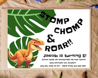 Kids Birthday Party Dinosaur Invitation Customizable Template | Kid's Birthday | Dino Birthday Invite | Instant Download & Print at Home