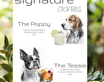 Dog Signature Drink Sign | Dog Custom Couple Signature Drink | Dog Signature Cocktail Sign | Download Template Custom Pet Menu Sign
