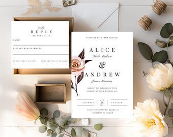 Wedding Invitation Suite Boho | Wedding Invitation Template | Wedding Invite | Printable Wedding Invitation Set | Rustic Boho Wedding