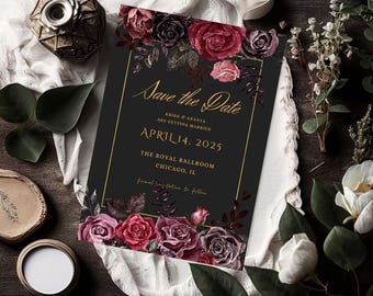 Wedding Invitation Black Elegant | Customized Wedding Invite | Printable Wedding Invitation | Custom Wedding Template | Download Template