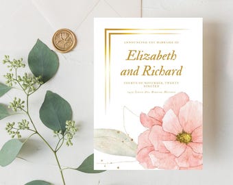 Wedding Invitation White Elegant | Customized Wedding Invite | Printable Wedding Invitation | Custom Wedding Template | Download Template