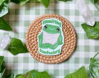Committing Tomfoolery Frog Sticker | Glossy Water Resistant Decal