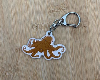 Handgezeichnete Oktopus Keychain | Meeresbewohner-Accessoire
