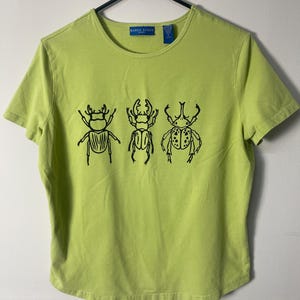 Hand Printed Beetle Shirt - Upcycled Thrifted Tee