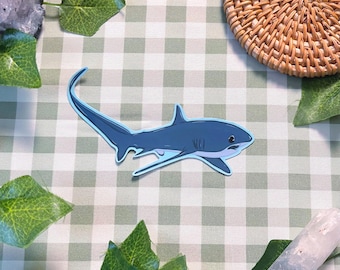 Thresher Shark Sticker | Glossy | Cute Sea Creature | Funny Sticker | Animal lover Gift | Vibrant | Handmade | Gift for her | Silly Stickers