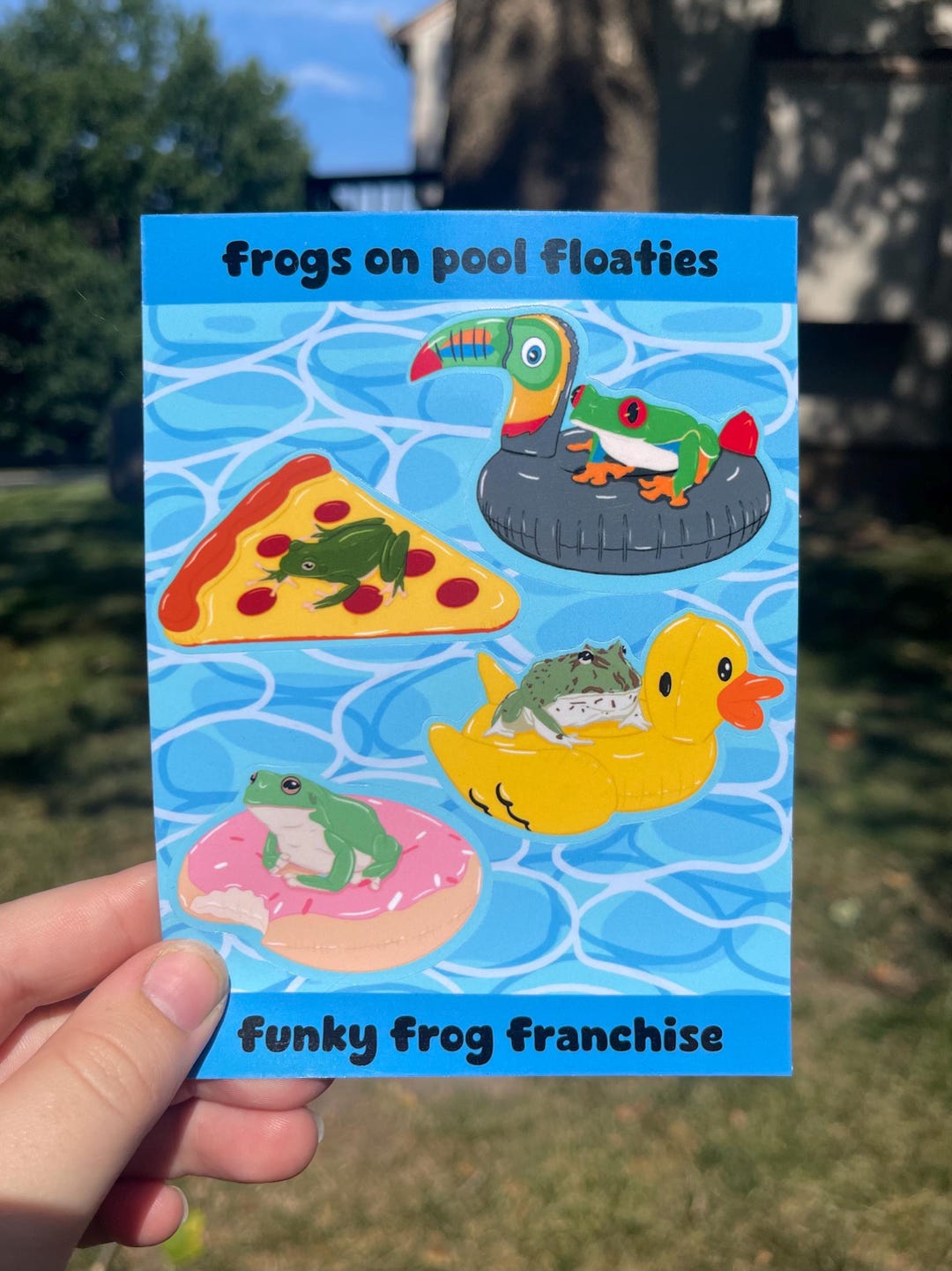Frogs on Floaties Sticker Sheet Glossy | Summer Pizza Donut Toucan ...