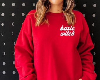 Sudadera básica de bruja de Halloween / Sudadera de Halloween para mujer / Sudadera divertida de Halloween / Camisa básica de bruja para ella