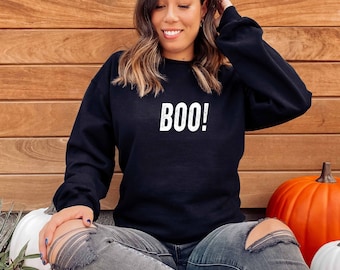 Buh! Halloween-tröja | Halloween-tröja för kvinnor | Hösttröja