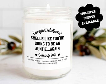 Pregnancy Announcement Gift for Aunt, You are Going To Be an Auntie Again, 2nd Pregnancy, Baby Reveal, 2nd Baby Announcement Gift Candle