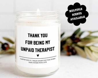 Thank You for Being My Unpaid Therapist, Funny Best Friend Gift, Funny Candles, Gifts for Her, Coworker Gift, Funny Gifts, Christmas Gift