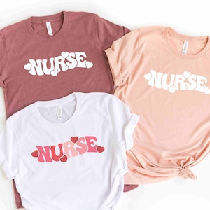 Nurse Valentine's Day T-Shirt Retro Nurse Valentine Shirt RN Valentine Shirt Nursing is My Heart Nurse Heart Shirt image 1