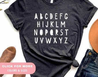 Alphabet Doodle Teacher T-shirt | Teaching Shirt | First Grade Teacher | Kindergarten Teacher Shirt | Kindergarten Shirt | Gift For Teacher